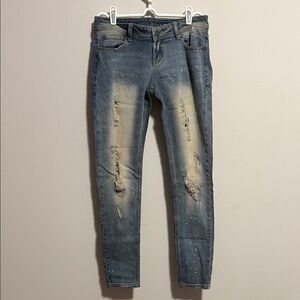 Revolution and Revolt distressed and ripped grunge style blue denim jeans